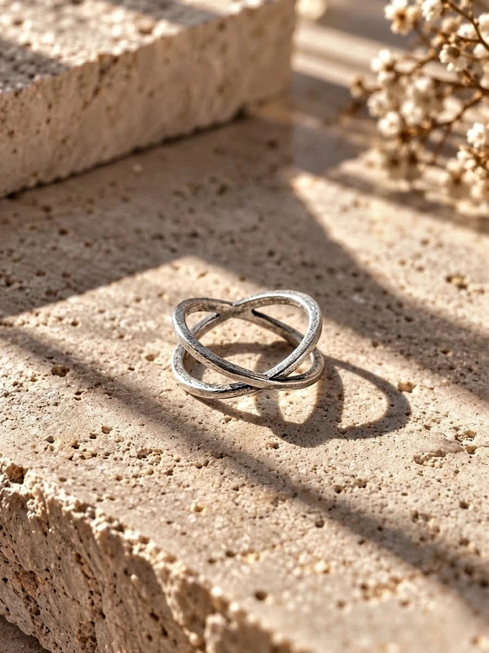Intertwined Ring in Silver tone